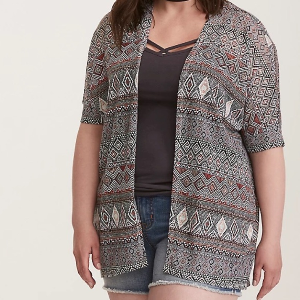Torrid geo print kimono cardigan